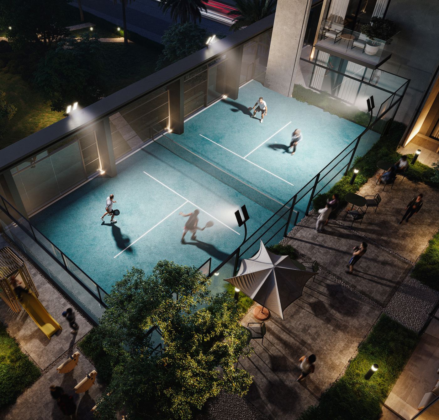 Social padel court at Kore